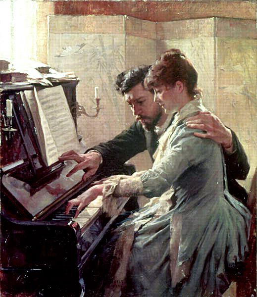 Картина Альберта Эдельфельта За фортепиано